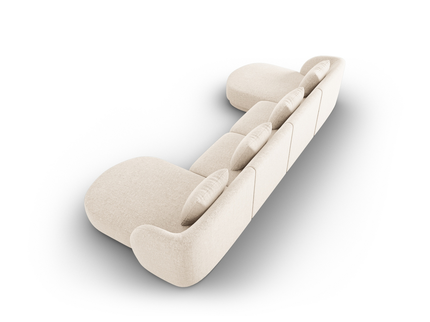 Cosmopolitan Design panoramasofa, "Tulum", 5-personers, 330 × 156 × 70 cm, Haga, sorte plastben