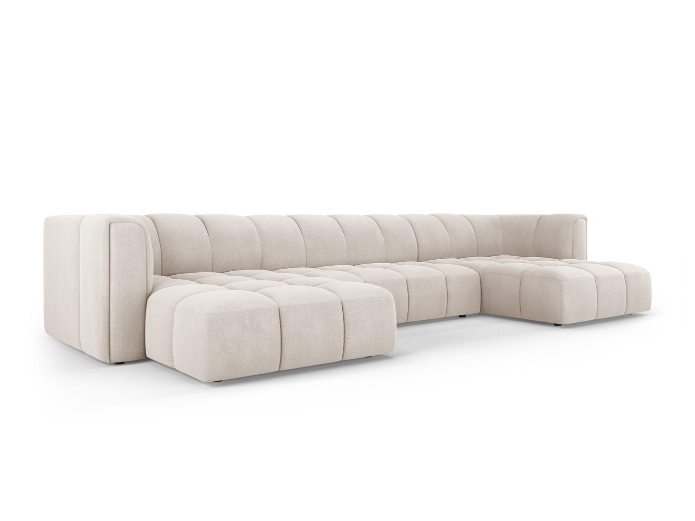 Cosmopolitan Design panoramasofa, "Moritz", 5-personers, 346 × 160 × 70 cm, Rebel, sorte plastben