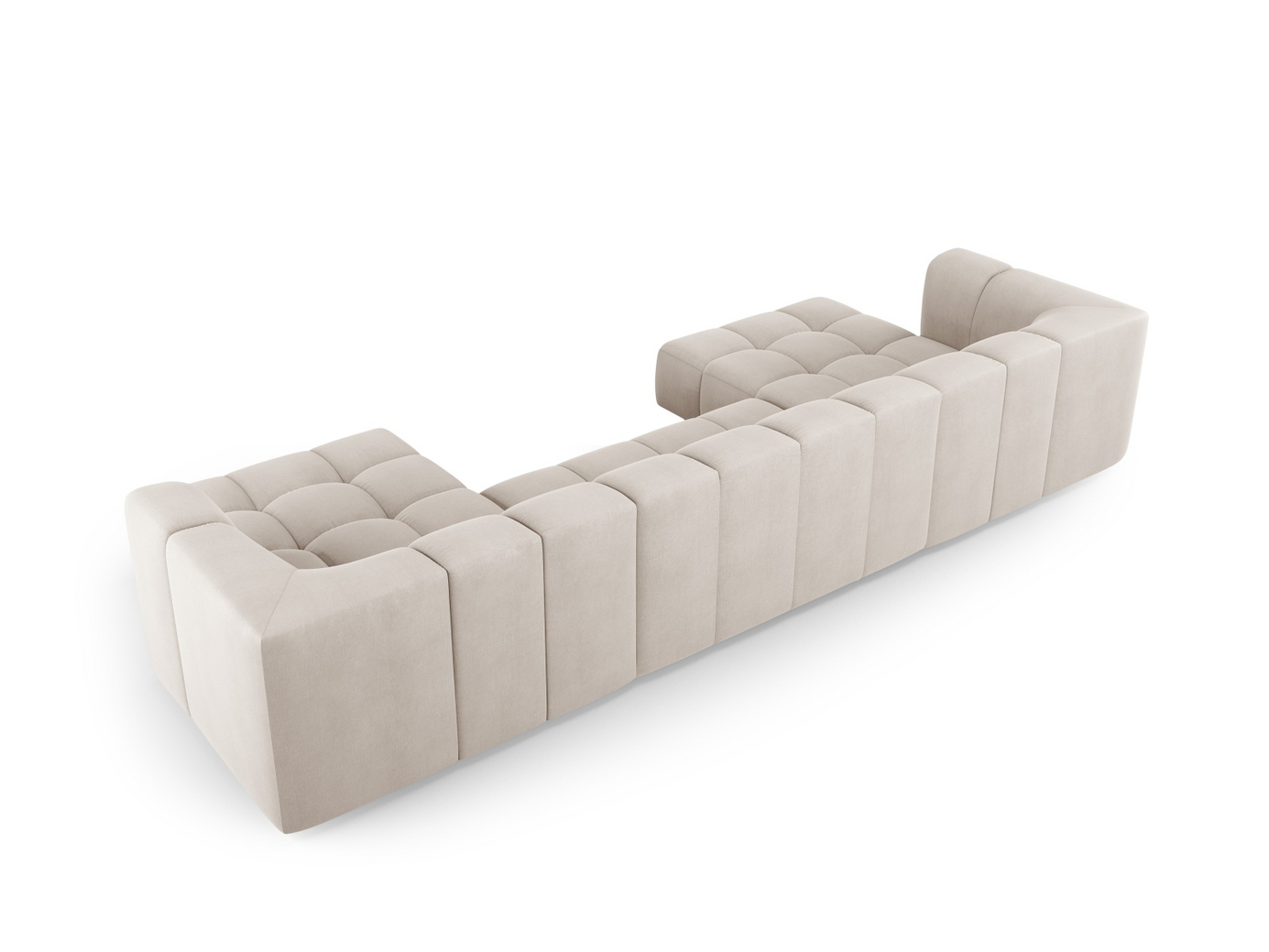 Cosmopolitan Design panoramasofa, "Moritz", 5-personers, 346 × 160 × 70 cm, Rebel, sorte plastben