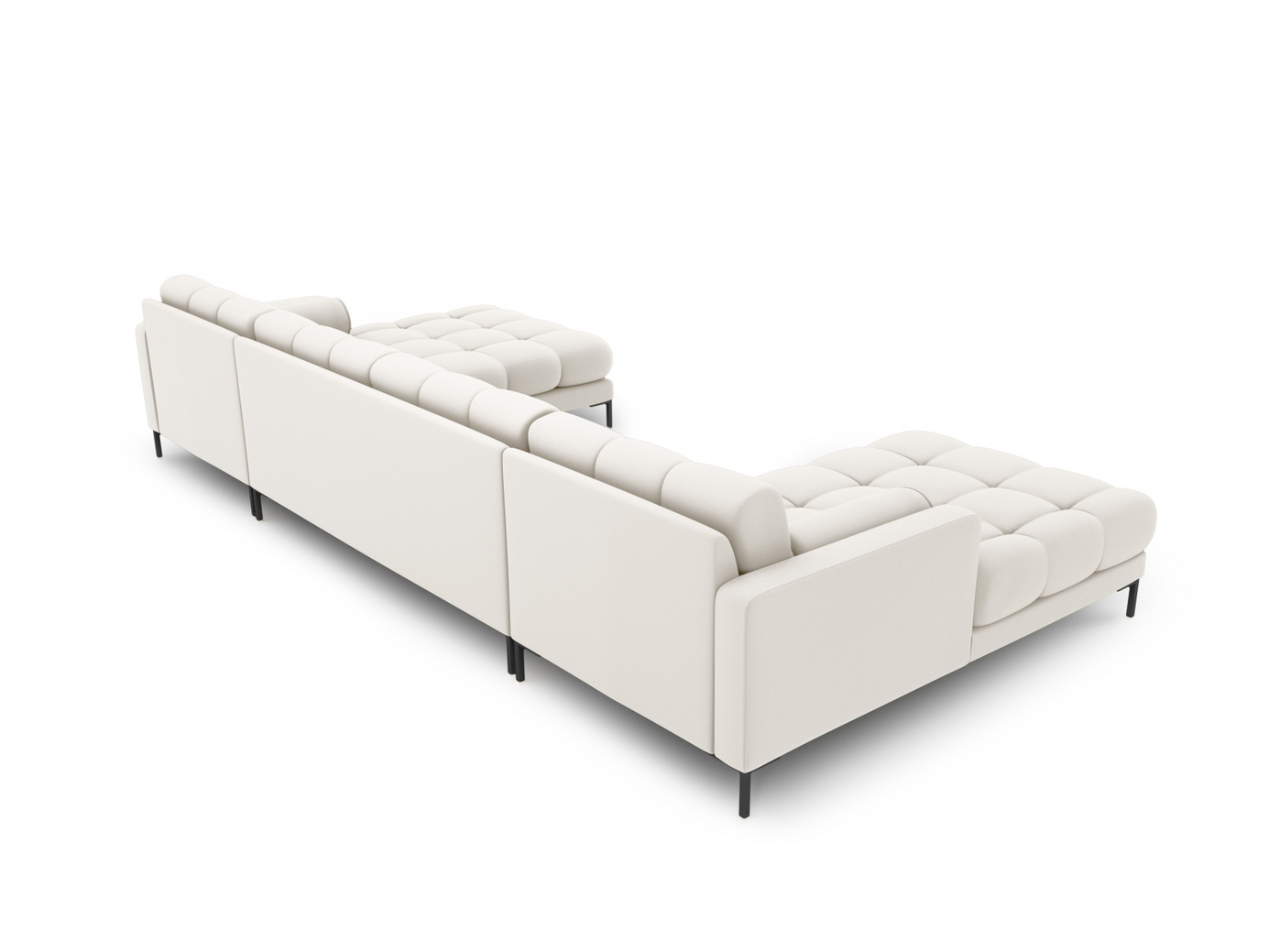 Cosmopolitan Design panoramasofa, "Bali", 7-personers, 383 × 185 × 75 cm, Neve, sorte metalben
