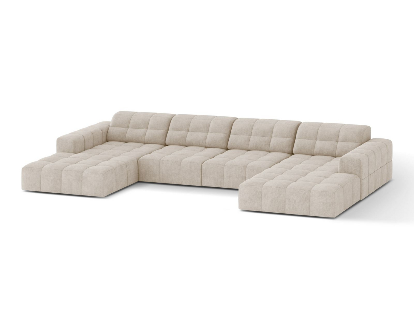Cosmopolitan Design panoramasofa, "Chicago", 6-personers, 375 × 167 × 78 cm, Eden 10, sorte plastben