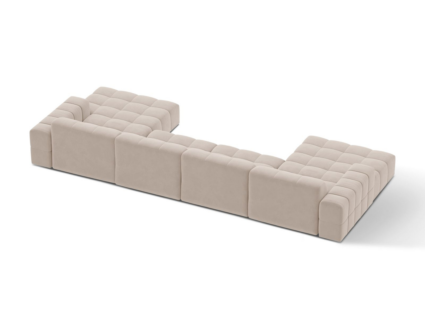 Cosmopolitan Design velourpanoramasofa, "Chicago", 6-personers, 375 × 167 × 78 cm, Venus, sorte plastben