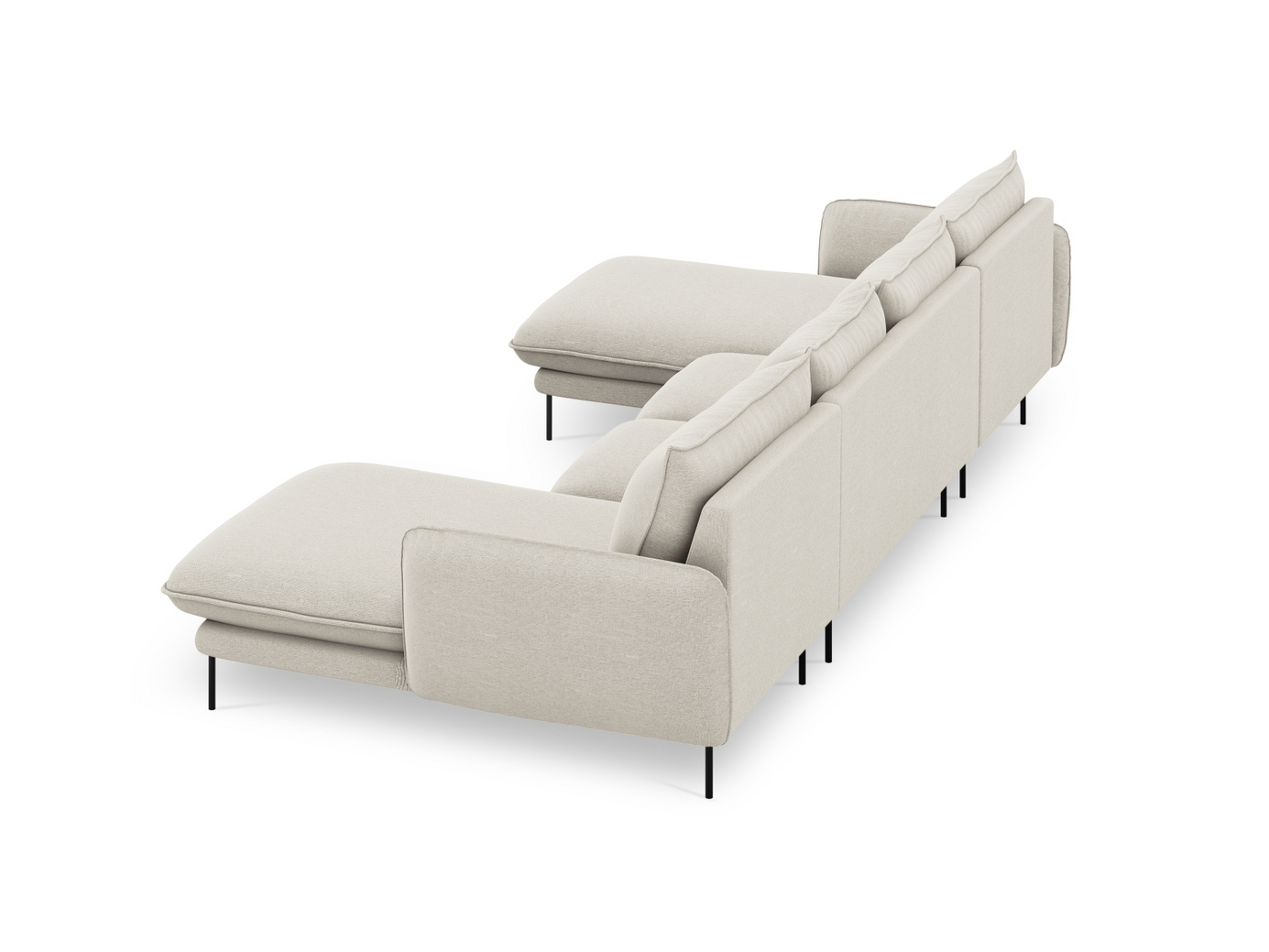 Cosmopolitan Design panoramasofa, "Vienna", 6-personers, 350 × 170 × 95 cm, Positano, sorte metalben