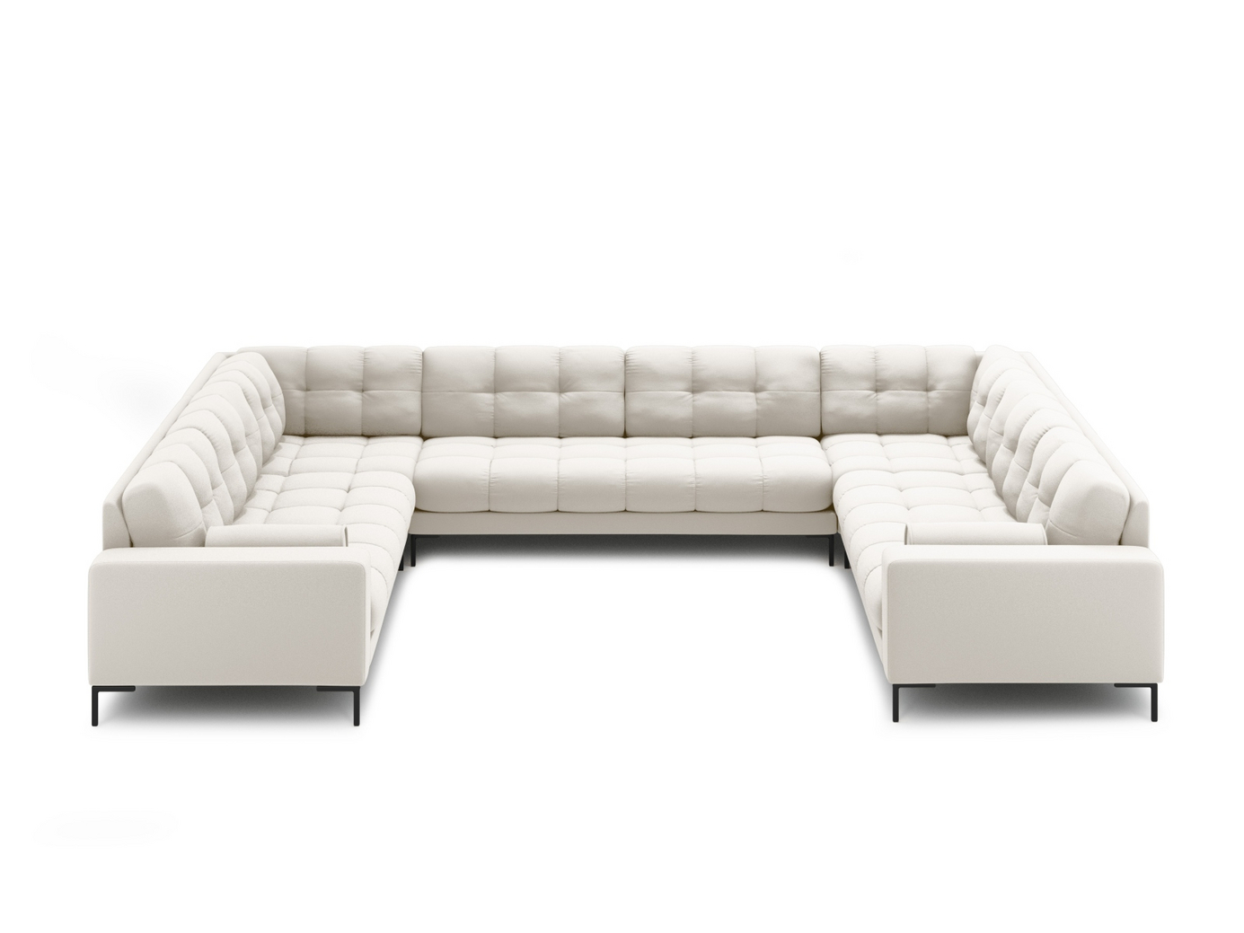 Cosmopolitan Design panoramasofa, "Bali", 9-personers, 327 × 256 × 75 cm, Neve, sorte metalben