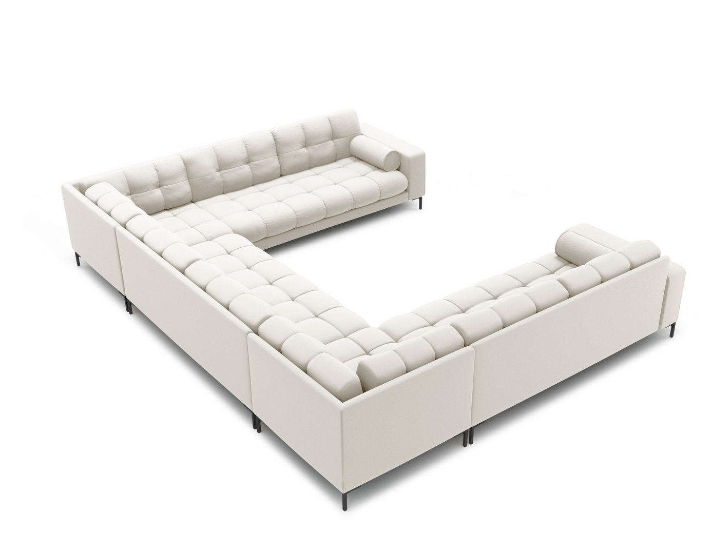 Cosmopolitan Design panoramasofa, "Bali", 9-personers, 327 × 256 × 75 cm, Neve, sorte metalben