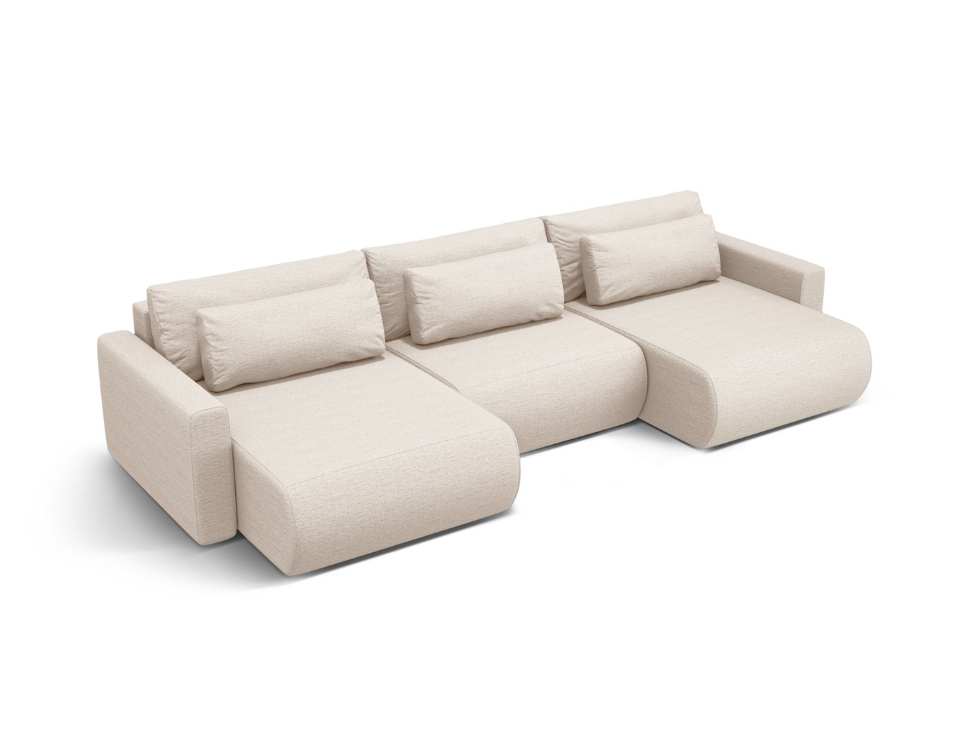 Cosmopolitan Design panoramasovesofa med opbevaring, "Belfast", 4-personers, 340 × 149 × 84 cm, Heritage, sorte plastben