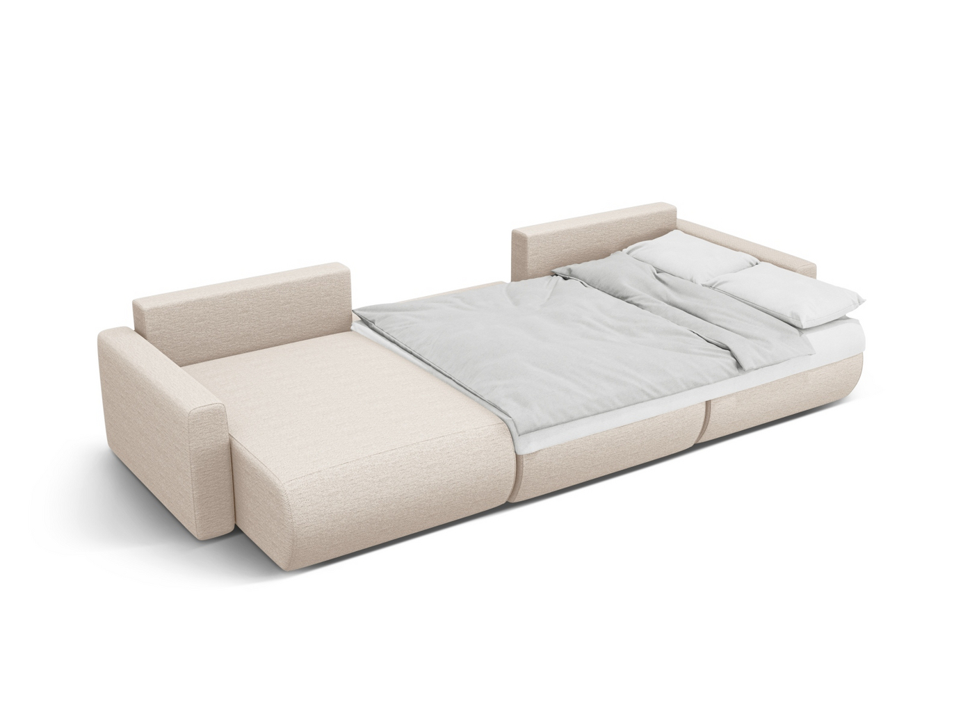 Cosmopolitan Design panoramasovesofa med opbevaring, "Belfast", 4-personers, 340 × 149 × 84 cm, Heritage, sorte plastben