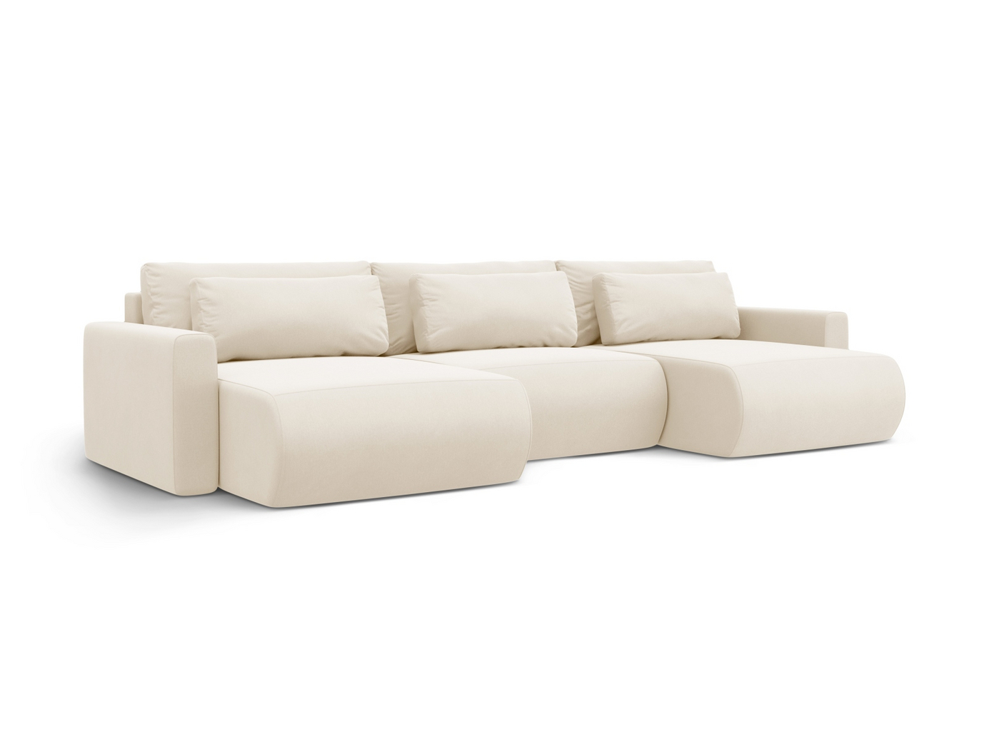 Cosmopolitan Design velourpanoramasovesofa med opbevaring, "Belfast", 4-personers, 340 × 149 × 84 cm, Magic Velvet, sorte plastben