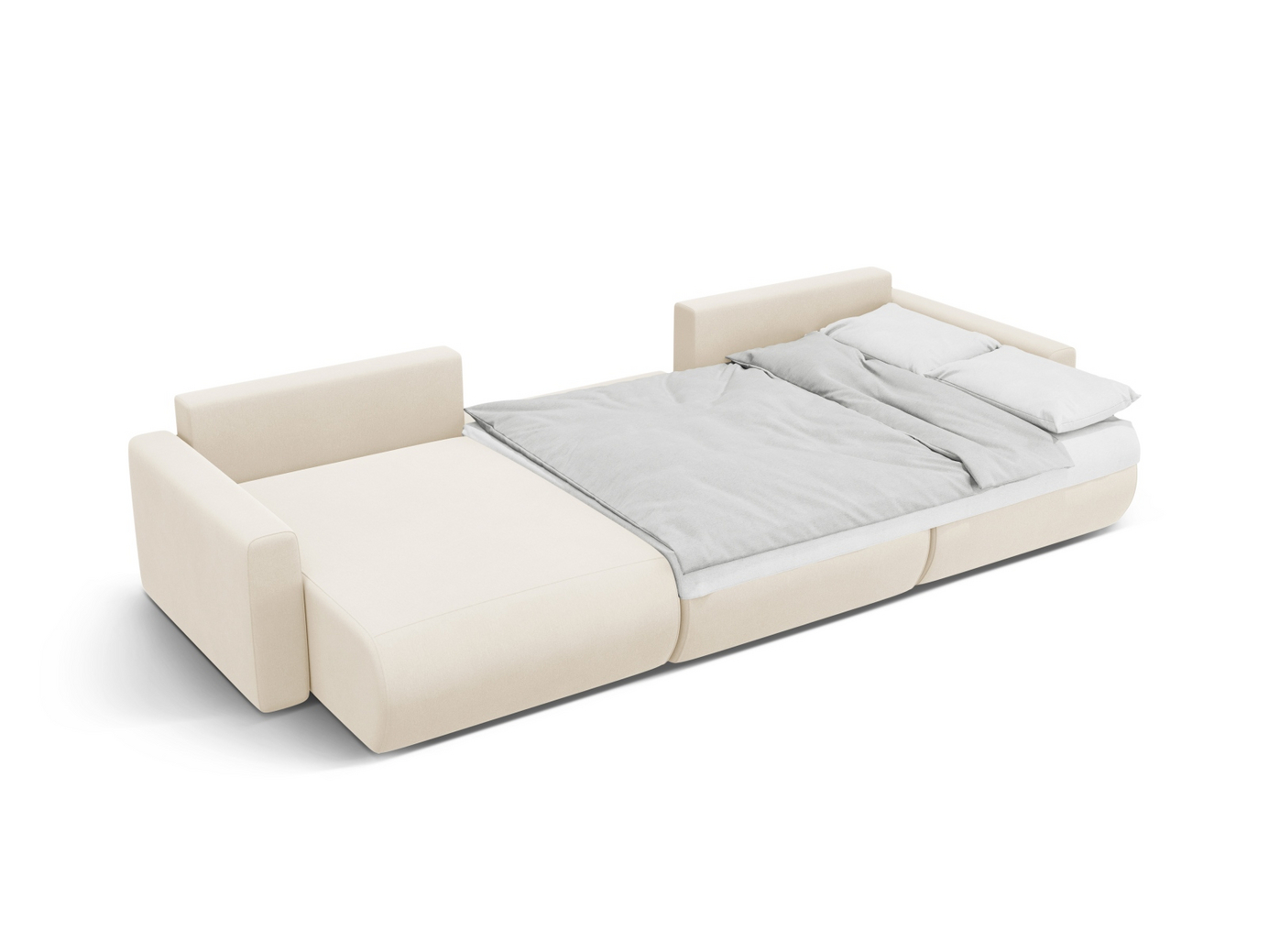 Cosmopolitan Design velourpanoramasovesofa med opbevaring, "Belfast", 4-personers, 340 × 149 × 84 cm, Magic Velvet, sorte plastben