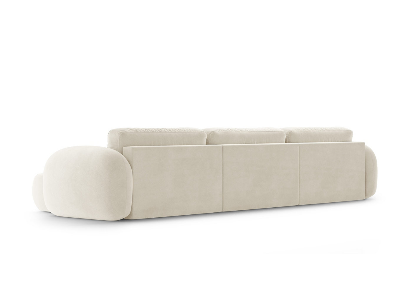 Cosmopolitan Design velourpanoramasovesofa med opbevaring, "Tonale", 5-personers, 362 × 149 × 88 cm, Magic Velvet, sorte plastben