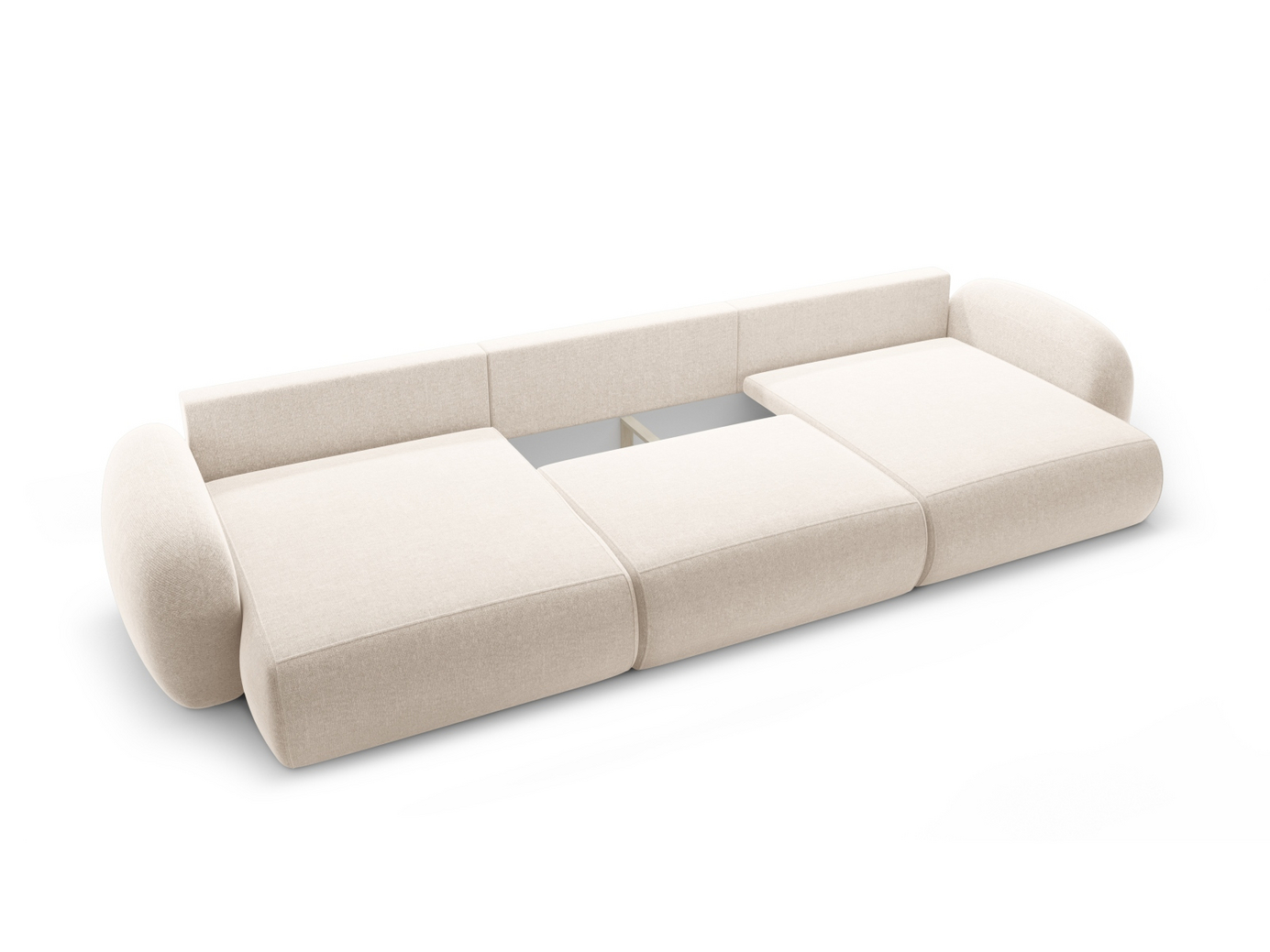 Cosmopolitan Design panoramasovesofa med opbevaring, "Tonale", 5-personers, 362 × 149 × 88 cm, Eden 10, sorte plastben