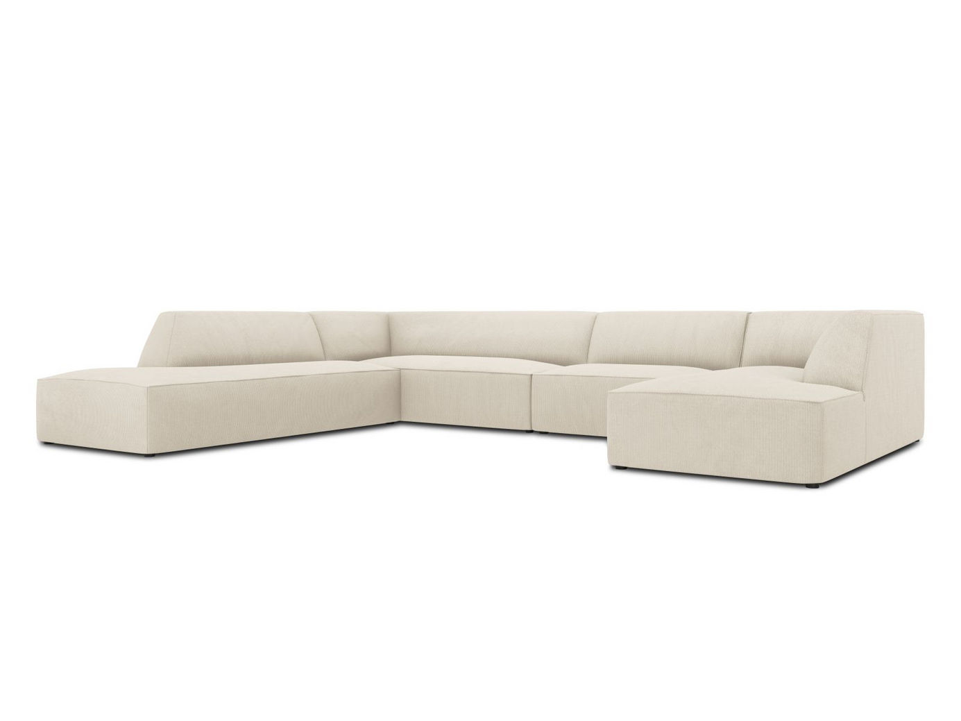 Cosmopolitan Design venstrevendt panoramahjørnesofa, "Siena", 7-personers, 366 × 273 × 69 cm, Scala, sorte plastben