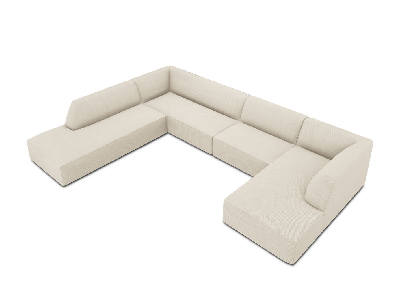 Cosmopolitan Design venstrevendt panoramahjørnesofa, "Siena", 7-personers, 366 × 273 × 69 cm, Scala, sorte plastben