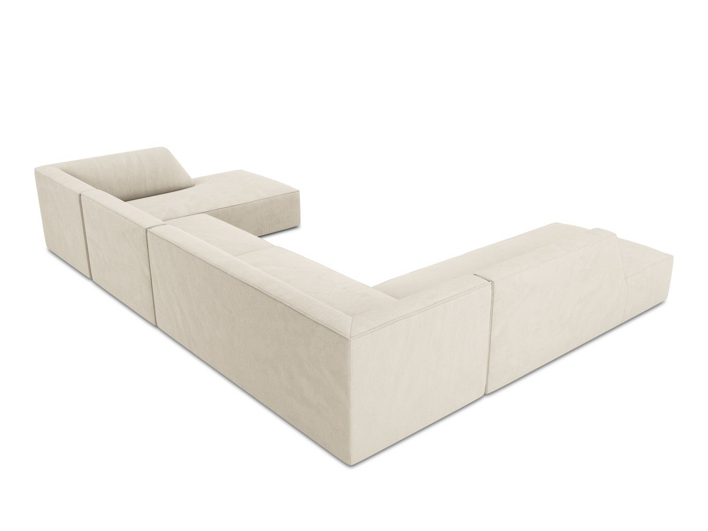 Cosmopolitan Design venstrevendt panoramahjørnesofa, "Siena", 7-personers, 366 × 273 × 69 cm, Scala, sorte plastben