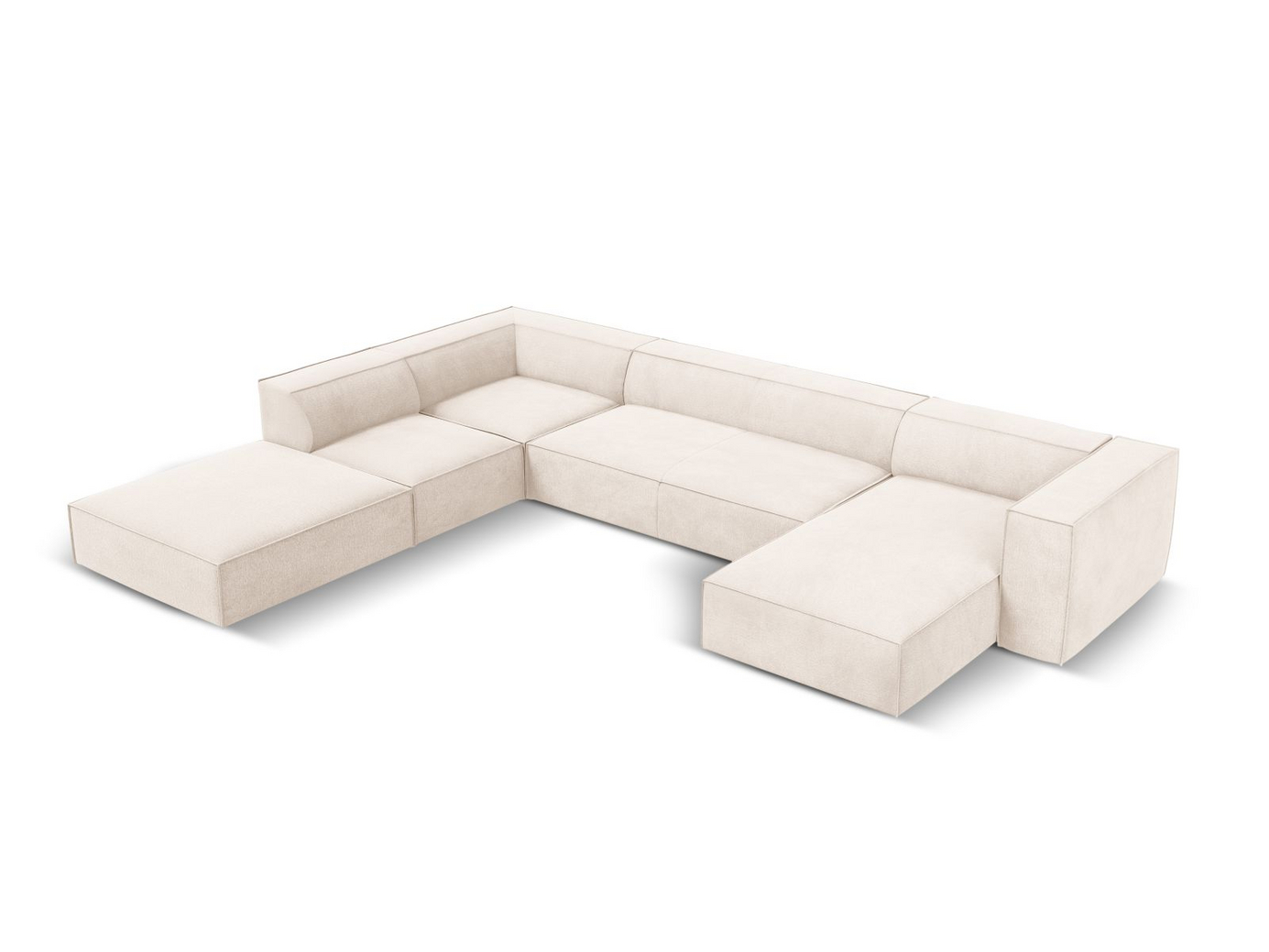 Cosmopolitan Design venstrevendt panoramahjørnesofa, "Turin", 6-personers, 365 × 270 × 68 cm, Rosario, ben i sort bøg