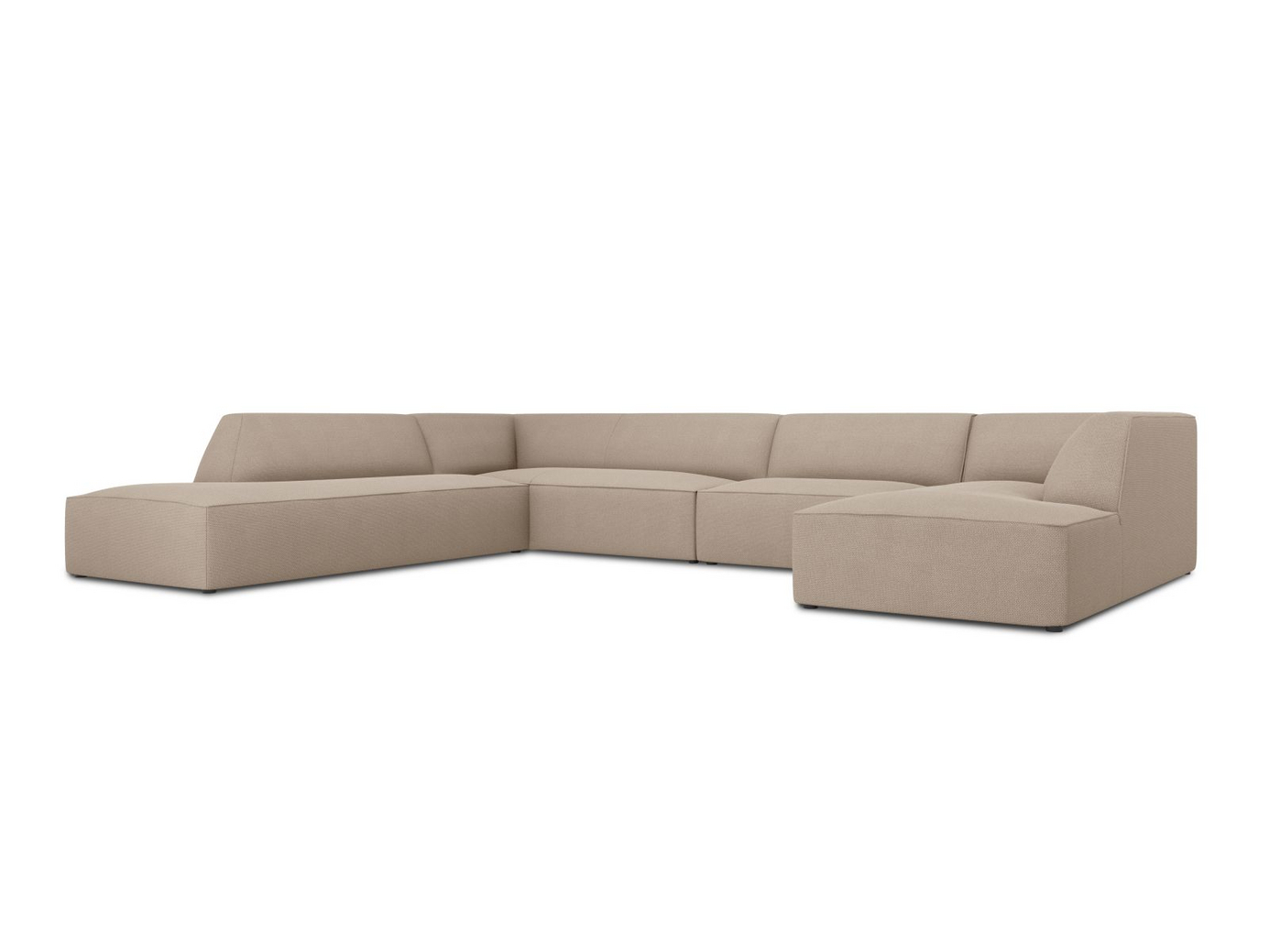 Cosmopolitan Design venstrevendt panoramahjørnesofa, "Siena", 7-personers, 366 × 273 × 69 cm, Ottawa, sorte plastben
