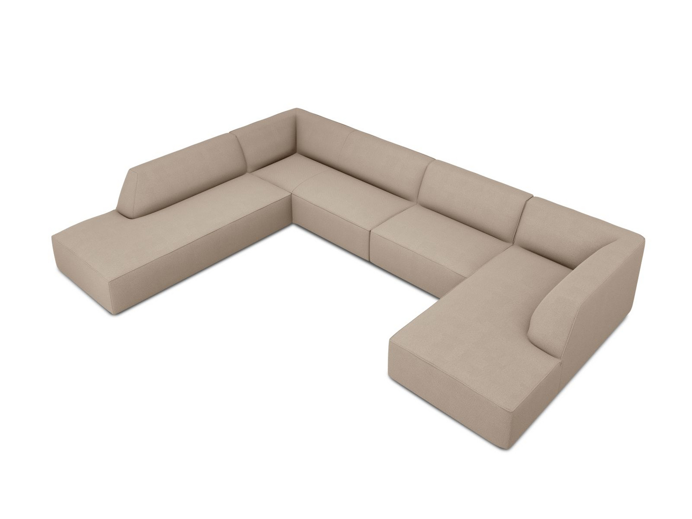 Cosmopolitan Design venstrevendt panoramahjørnesofa, "Siena", 7-personers, 366 × 273 × 69 cm, Ottawa, sorte plastben