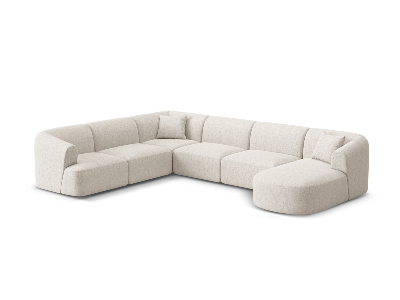 Cosmopolitan Design venstrevendt panoramamodulhjørnesofa, "Campi", 7-personers, 330 × 255 × 70 cm, Moly, sorte plastben