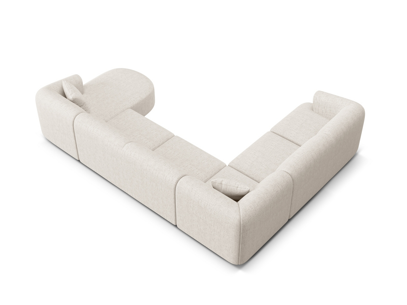 Cosmopolitan Design venstrevendt panoramamodulhjørnesofa, "Campi", 7-personers, 330 × 255 × 70 cm, Moly, sorte plastben