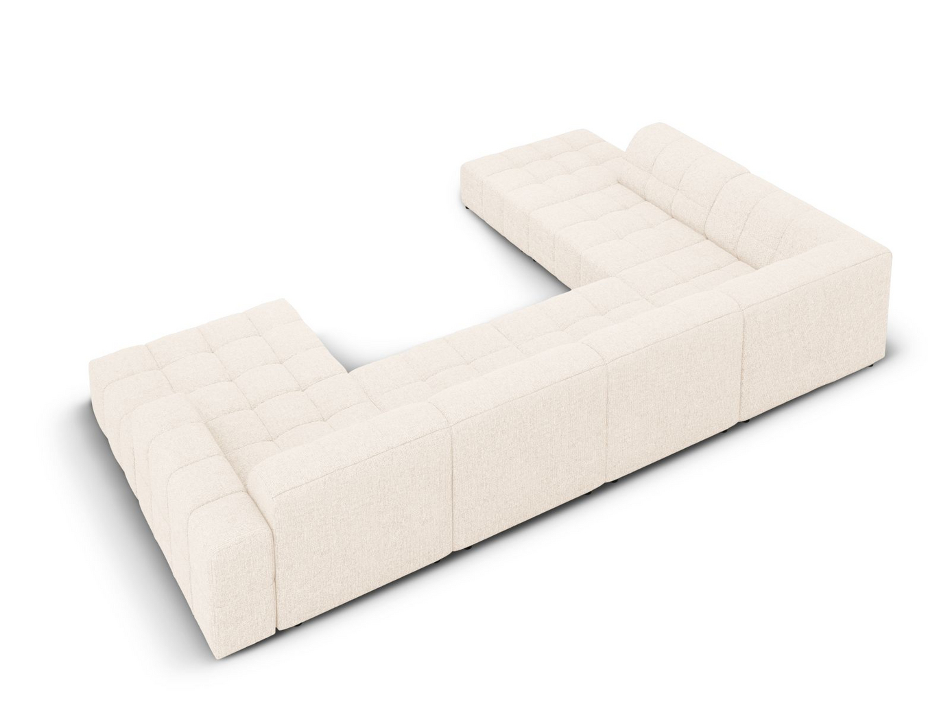 Cosmopolitan Design venstrevendt panoramahjørnesofa, "Chicago", 7-personers, 375 × 263 × 78 cm, Haga, sorte plastben