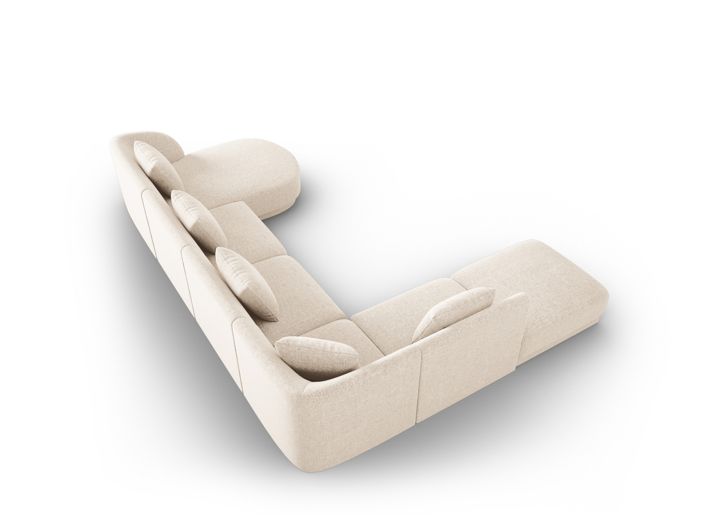 Cosmopolitan Design venstrevendt panoramahjørnesofa, "Tulum", 6-personers, 330 × 255 × 70 cm, Haga, sorte plastben