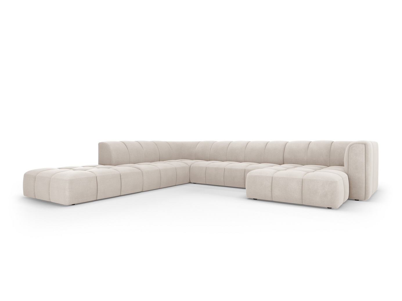 Cosmopolitan Design venstrevendt panoramamodulhjørnesofa, "Moritz", 7-personers, 329 × 276 × 70 cm, Rebel, sorte plastben