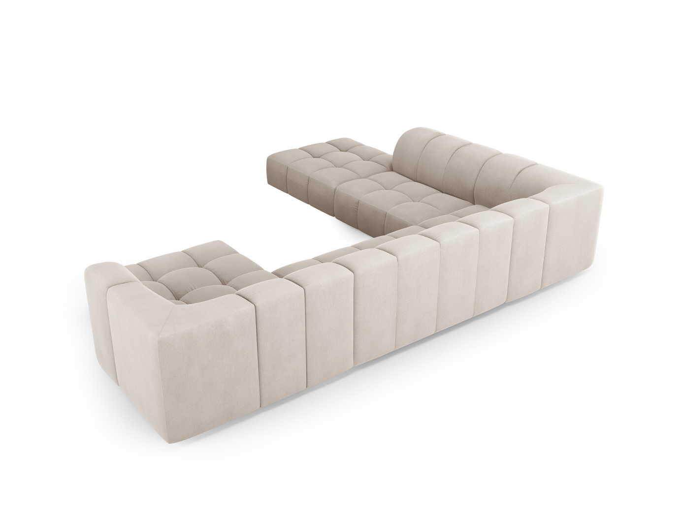 Cosmopolitan Design venstrevendt panoramamodulhjørnesofa, "Moritz", 7-personers, 329 × 276 × 70 cm, Rebel, sorte plastben