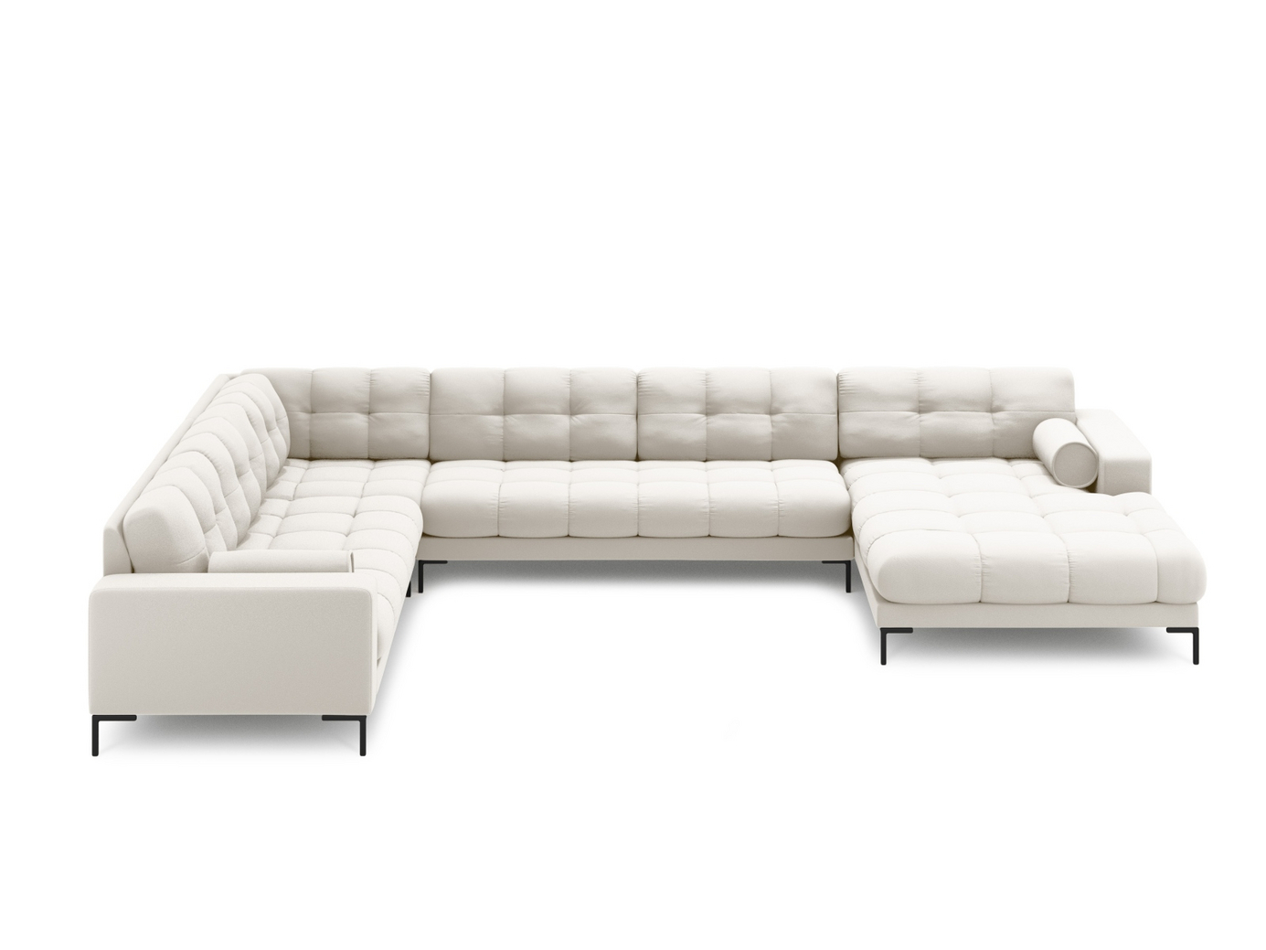 Cosmopolitan Design venstrevendt panoramahjørnesofa, "Bali", 7-personers, 327 × 256 × 75 cm, Neve, sorte metalben