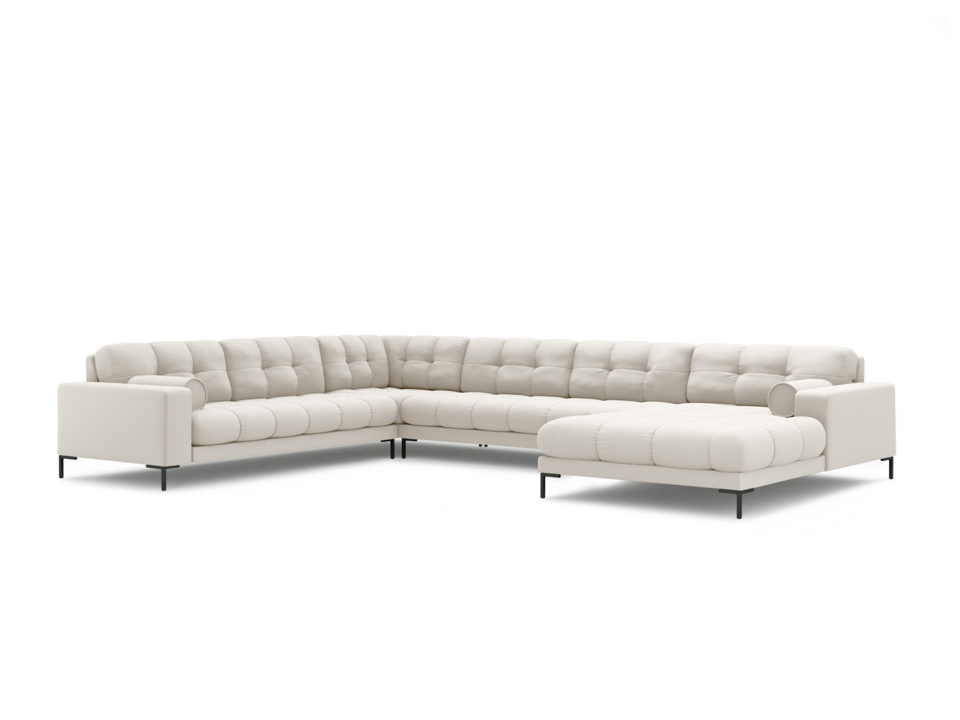 Cosmopolitan Design venstrevendt panoramahjørnesofa, "Bali", 7-personers, 327 × 256 × 75 cm, Neve, sorte metalben
