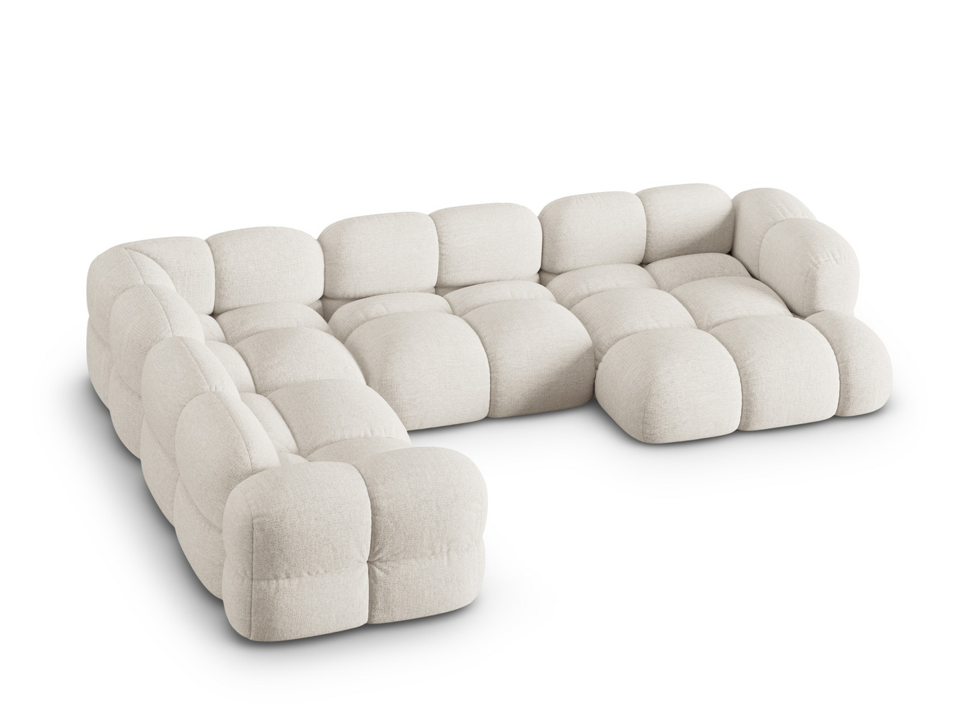 Cosmopolitan Design venstrevendt panoramahjørnesofa, "Loretto", 5-personers, 345 × 250 × 68 cm, Sorella, sorte plastben