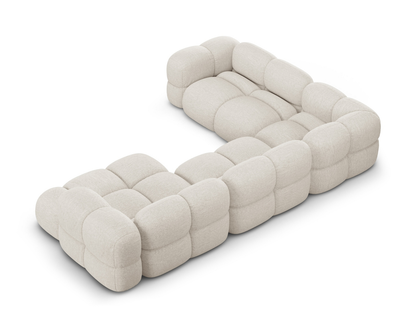 Cosmopolitan Design venstrevendt panoramahjørnesofa, "Loretto", 5-personers, 345 × 250 × 68 cm, Sorella, sorte plastben
