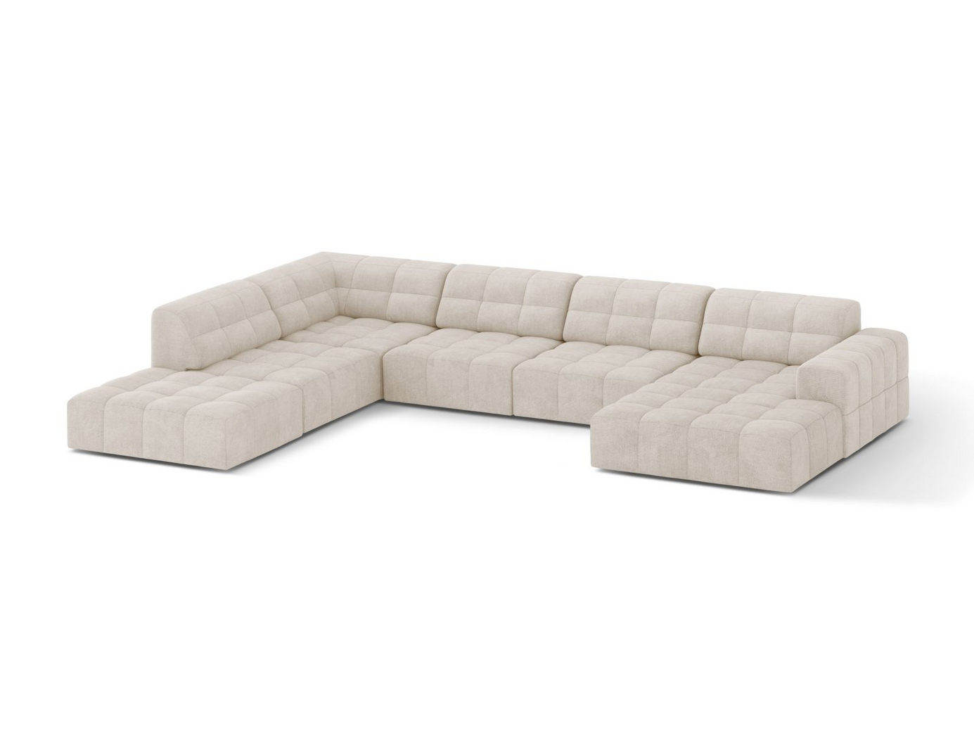 Cosmopolitan Design venstrevendt panoramahjørnesofa, "Chicago", 7-personers, 375 × 263 × 78 cm, Eden 10, sorte plastben
