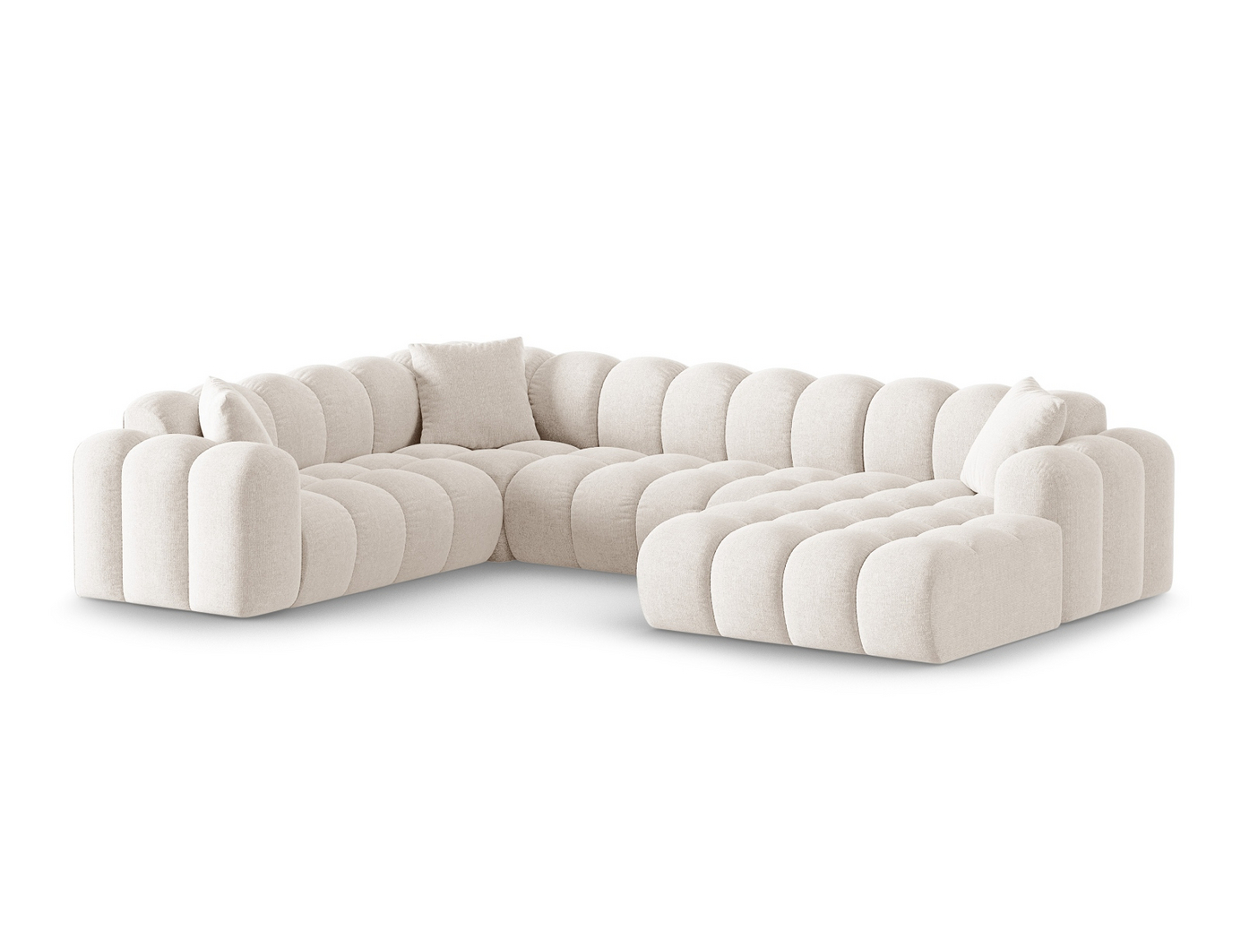 Cosmopolitan Design venstrevendt panoramahjørnesofa, "Treno", 4-personers, 330 × 240 × 70 cm, Eden 10, sorte plastben