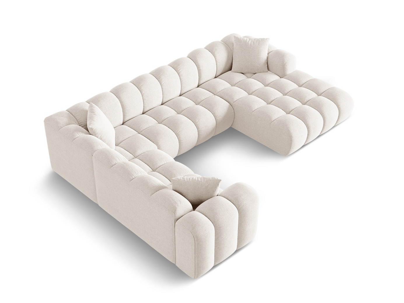 Cosmopolitan Design venstrevendt panoramahjørnesofa, "Treno", 4-personers, 330 × 240 × 70 cm, Eden 10, sorte plastben