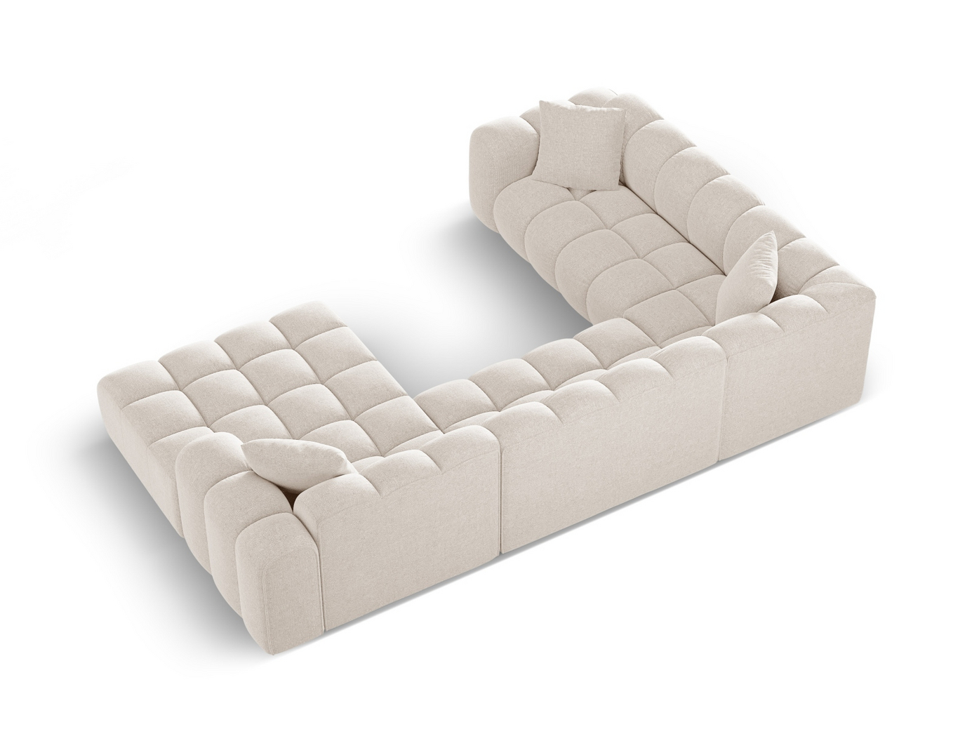 Cosmopolitan Design venstrevendt panoramahjørnesofa, "Treno", 4-personers, 330 × 240 × 70 cm, Eden 10, sorte plastben