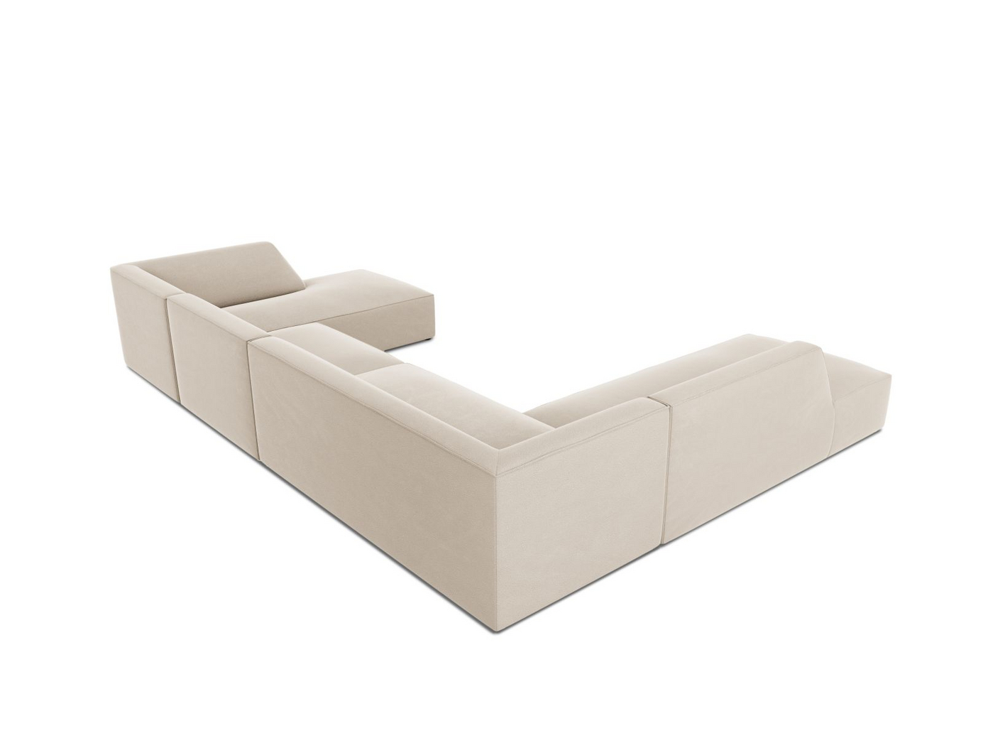 Cosmopolitan Design venstrevendt velourpanoramahjørnesofa, "Siena", 7-personers, 366 × 273 × 69 cm, Salvador, sorte plastben, Variant UL_44