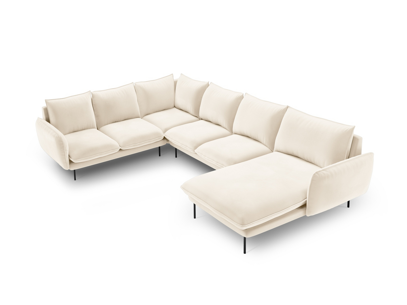 Cosmopolitan Design venstrevendt velourpanoramahjørnesofa, 
