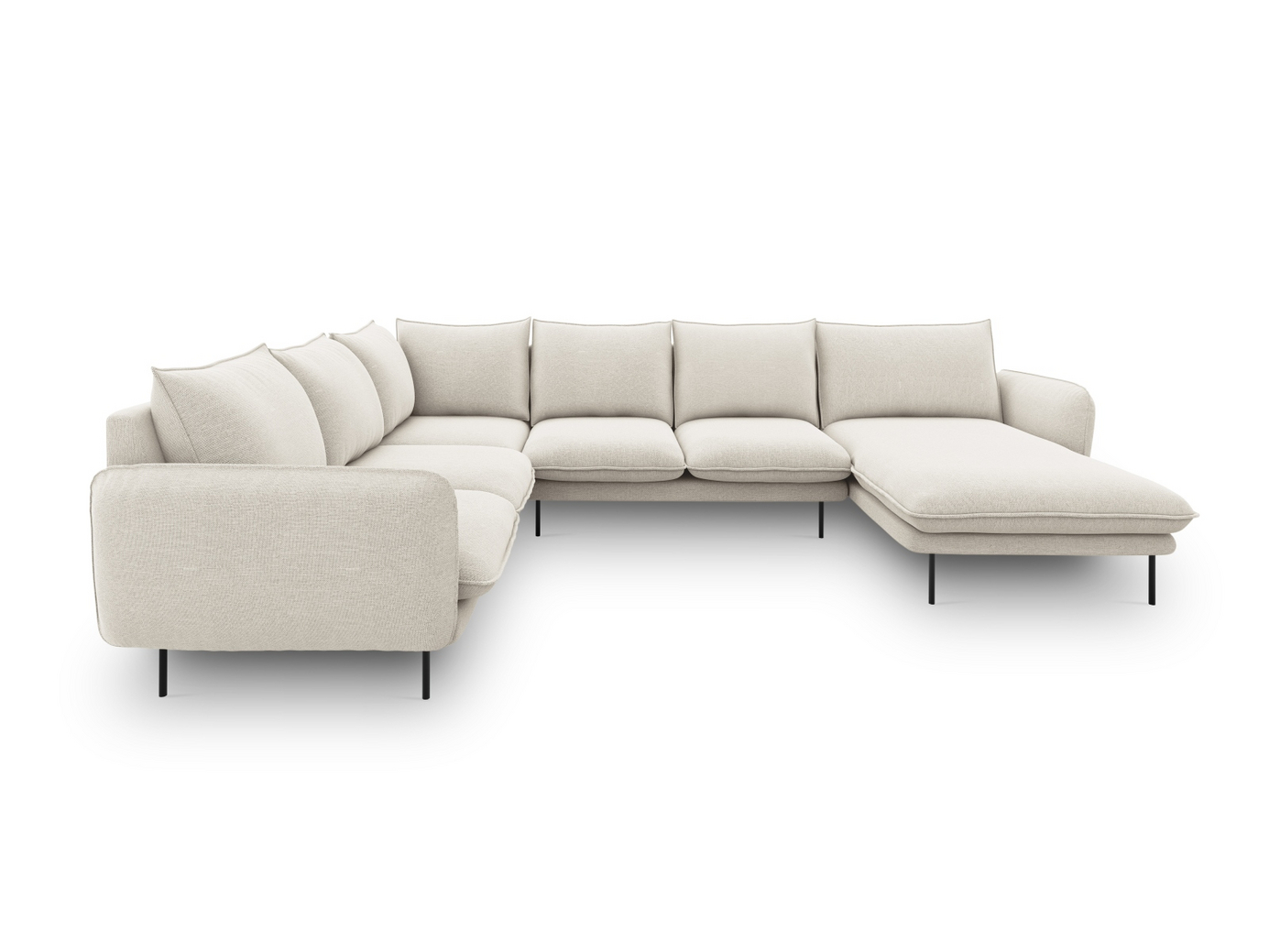 Cosmopolitan Design venstrevendt panoramahjørnesofa, "Vienna", 7-personers, 330 × 235 × 95 cm, Positano, sorte metalben
