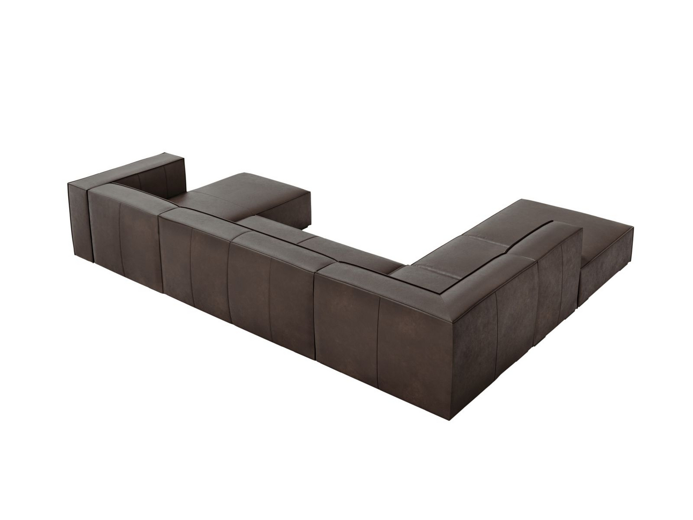 Cosmopolitan Design venstrevendt ægte læder panoramahjørnesofa, "Turin", 6-personers, 365 × 270 × 68 cm, Granada, ben i sort bøg
