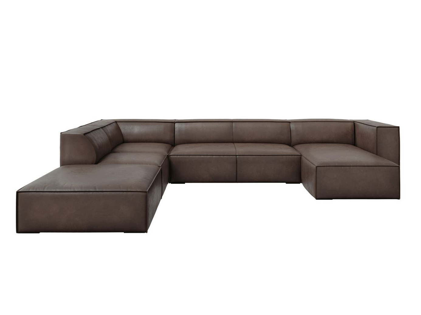 Cosmopolitan Design venstrevendt ægte læder panoramahjørnesofa, 