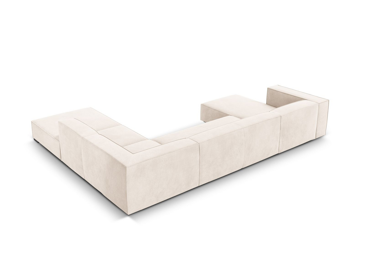 Cosmopolitan Design højrevendt panoramahjørnesofa, "Turin", 6-personers, 365 × 270 × 68 cm, Rosario, ben i sort bøg