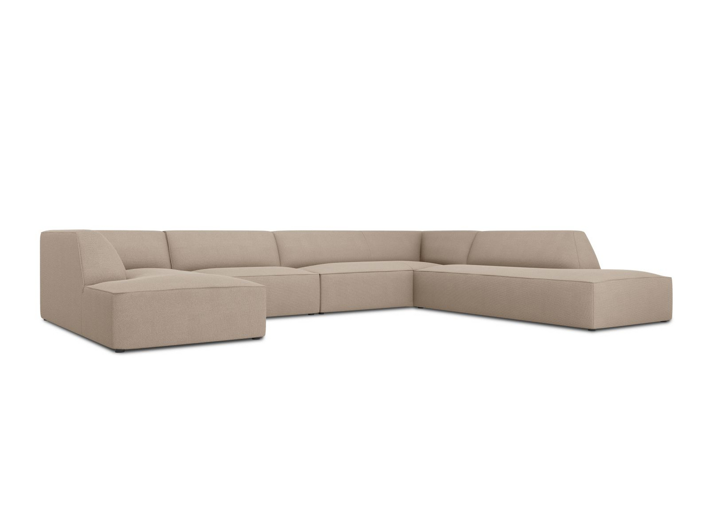 Cosmopolitan Design højrevendt panoramahjørnesofa, "Siena", 7-personers, 366 × 273 × 69 cm, Ottawa, sorte plastben