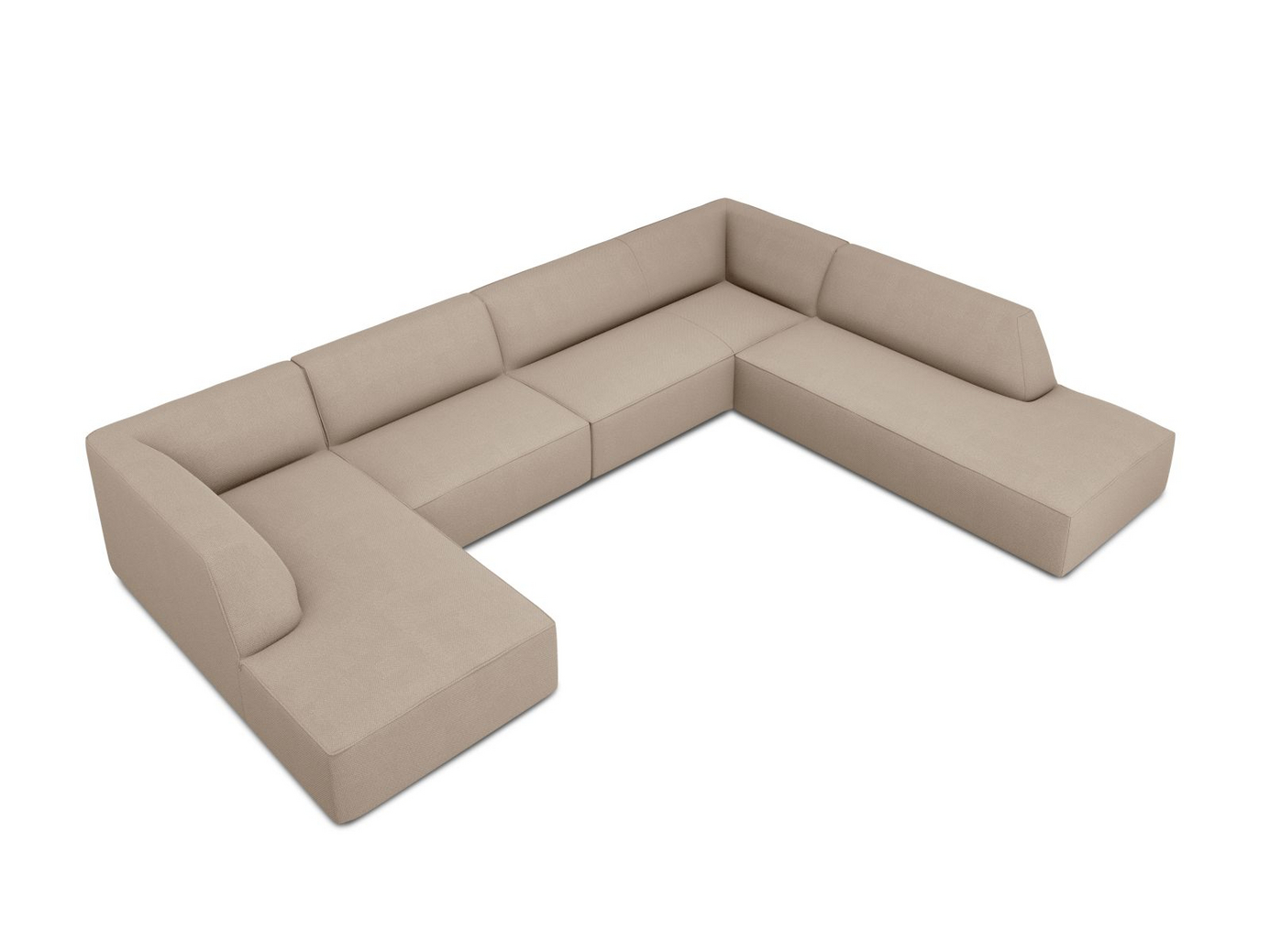 Cosmopolitan Design højrevendt panoramahjørnesofa, "Siena", 7-personers, 366 × 273 × 69 cm, Ottawa, sorte plastben