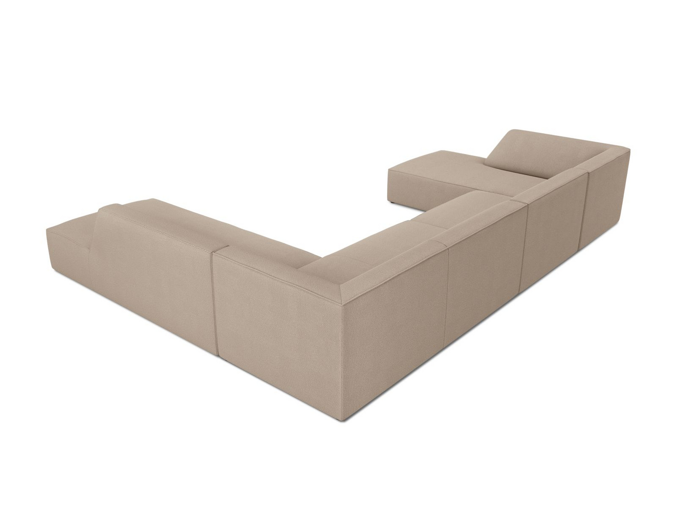 Cosmopolitan Design højrevendt panoramahjørnesofa, "Siena", 7-personers, 366 × 273 × 69 cm, Ottawa, sorte plastben
