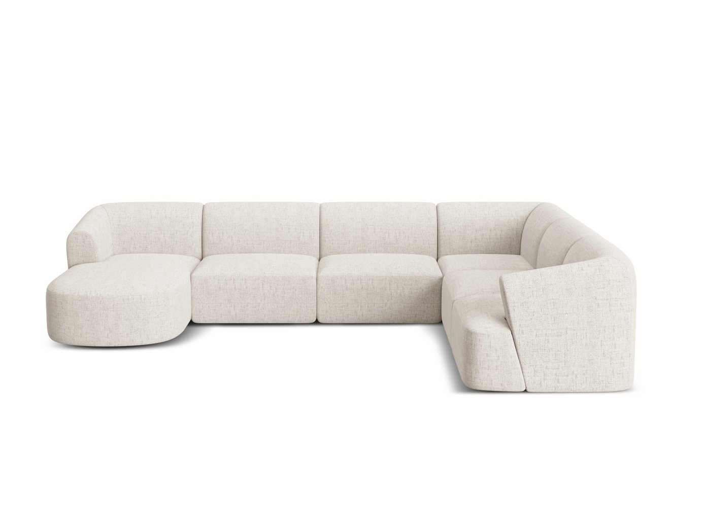 Cosmopolitan Design højrevendt panoramamodulhjørnesofa, "Campi", 7-personers, 330 × 255 × 70 cm, Moly, sorte plastben