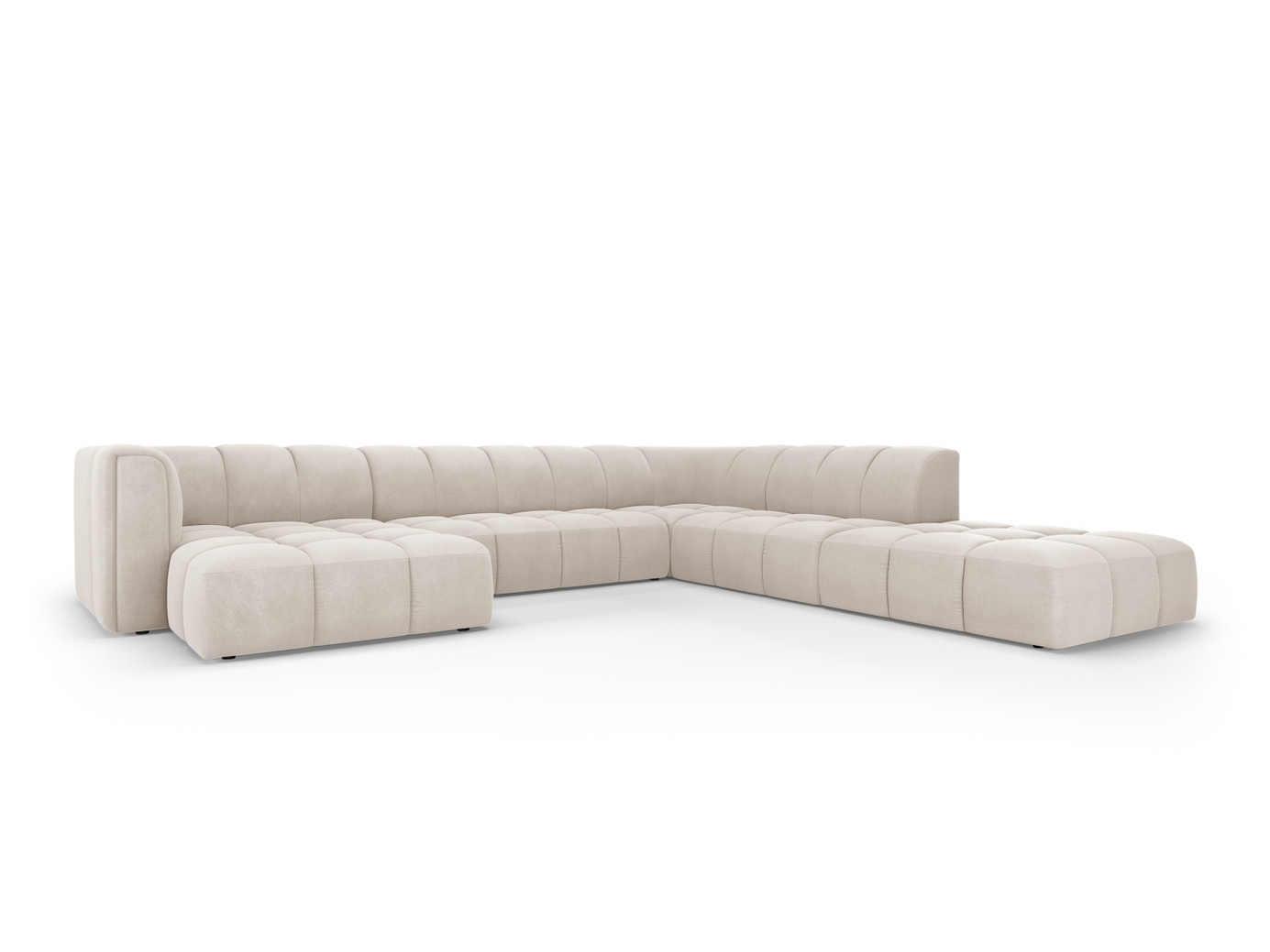 Cosmopolitan Design højrevendt panoramamodulhjørnesofa, "Moritz", 7-personers, 329 × 276 × 70 cm, Rebel, sorte plastben