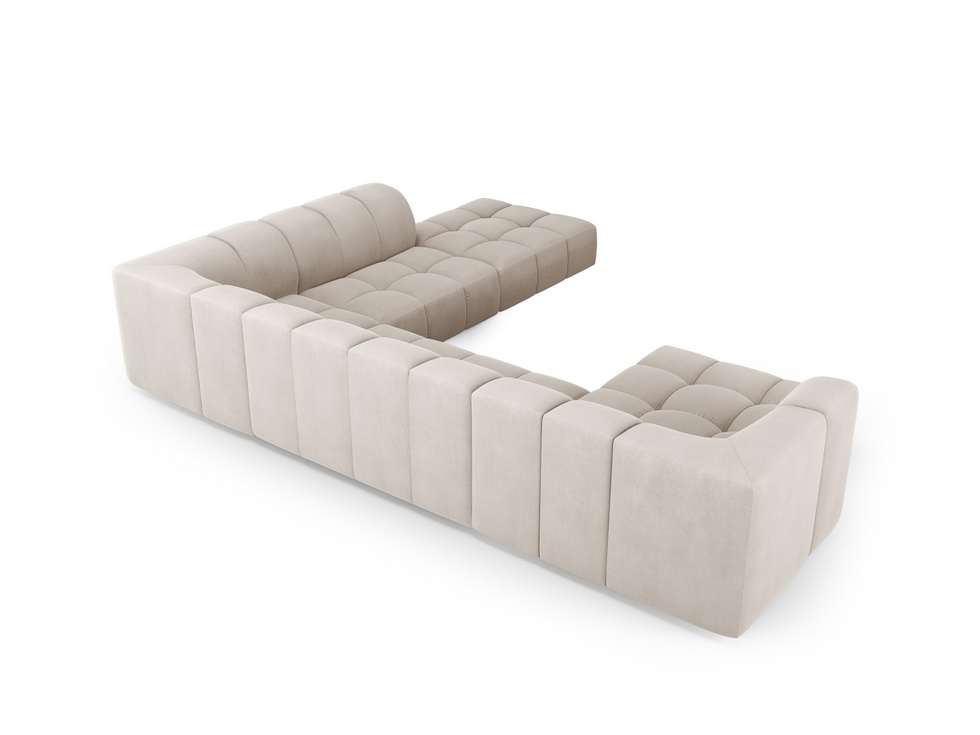 Cosmopolitan Design højrevendt panoramamodulhjørnesofa, "Moritz", 7-personers, 329 × 276 × 70 cm, Rebel, sorte plastben