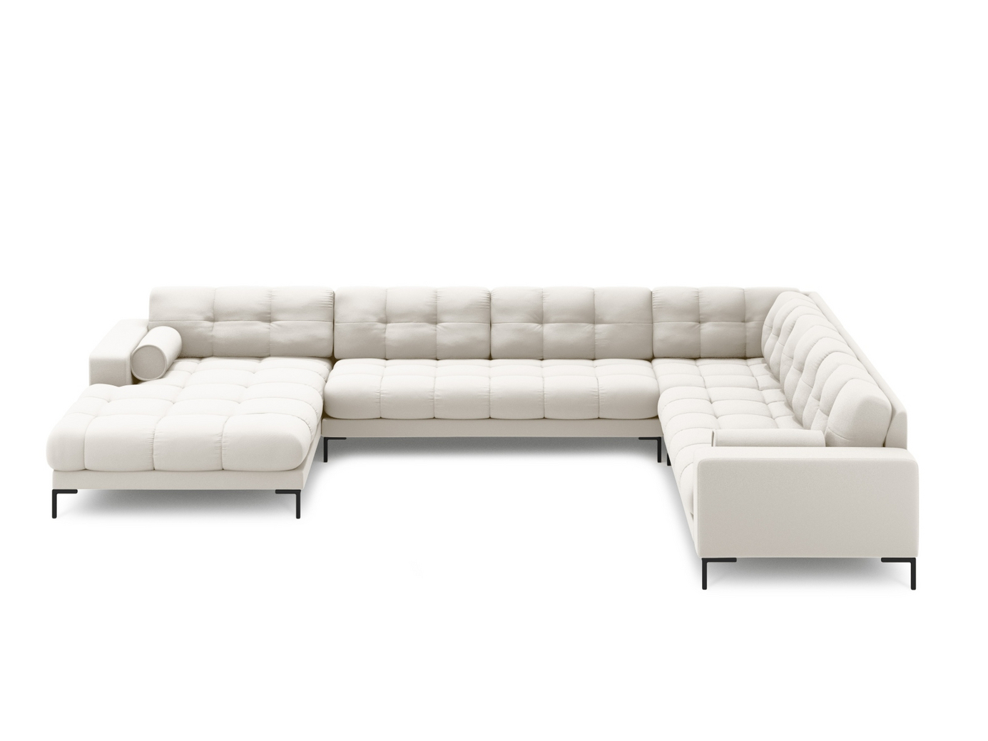 Cosmopolitan Design højrevendt panoramahjørnesofa, "Bali", 7-personers, 327 × 256 × 75 cm, Neve, sorte metalben
