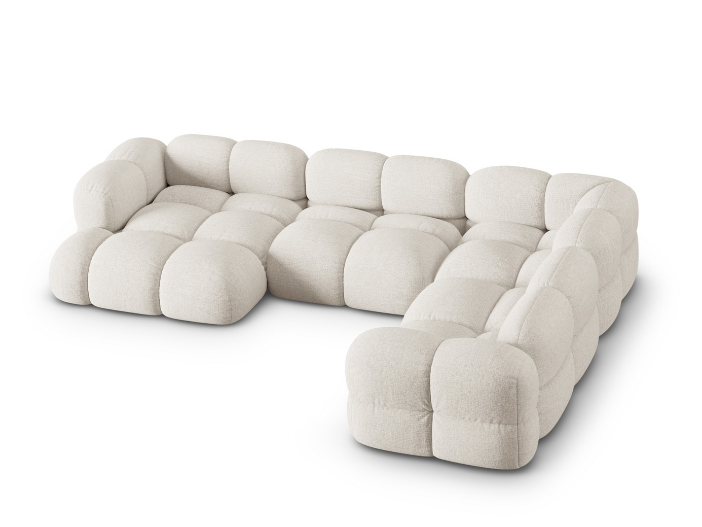 Cosmopolitan Design højrevendt panoramahjørnesofa, "Loretto", 5-personers, 345 × 250 × 68 cm, Sorella, sorte plastben