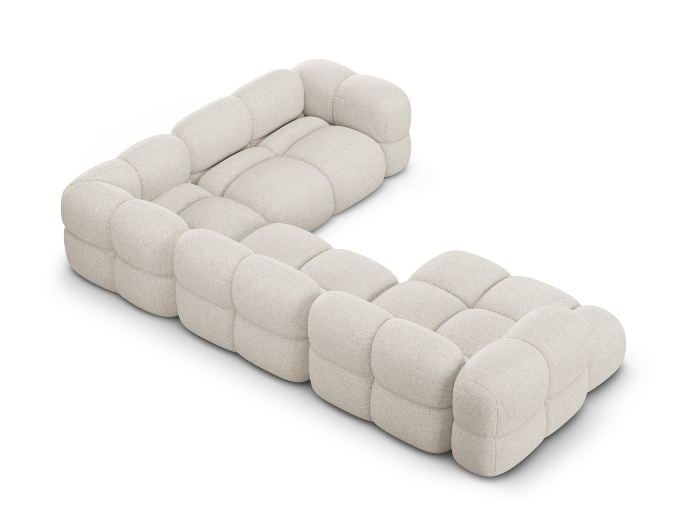 Cosmopolitan Design højrevendt panoramahjørnesofa, "Loretto", 5-personers, 345 × 250 × 68 cm, Sorella, sorte plastben